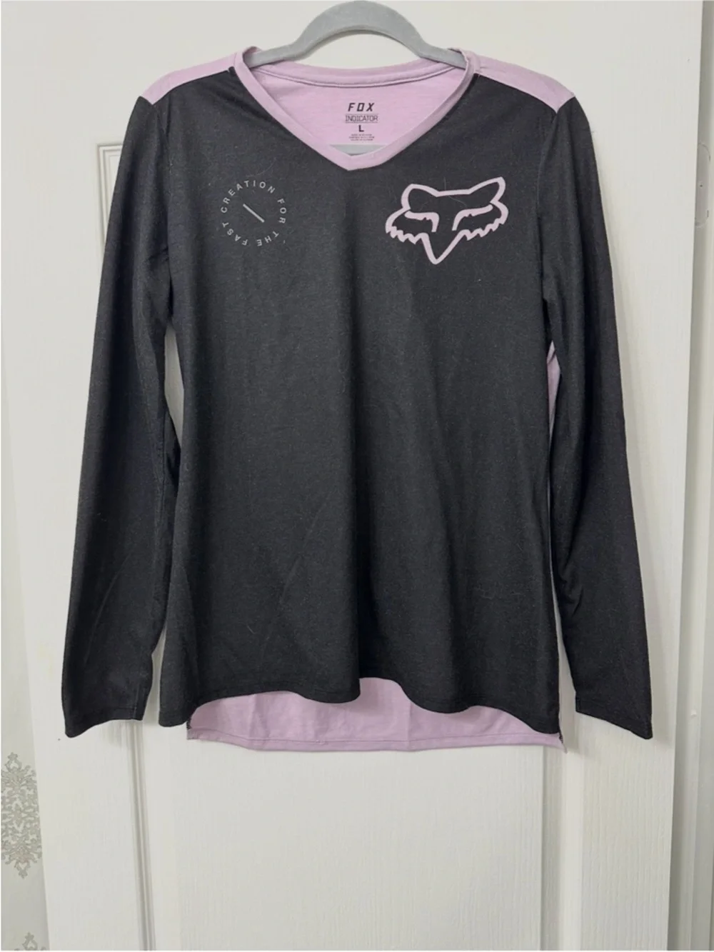 Fox Black and Light Pink Long Sleeve V-Neck Jersey - Picture 1 of 2